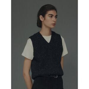 Nothing Written Tommy Bread Vest Dark Charcoal Gray V Neck Alpaca‎ Wool Medium